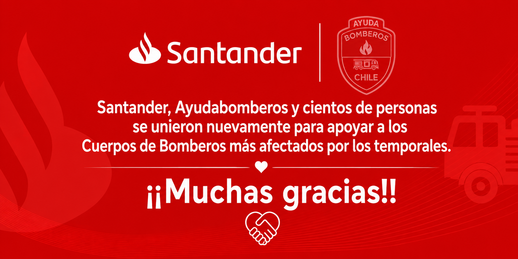 Santander y AyudaBomberos agradecen el apoyo a los Cuerpos de Bomberos afectados por los temporales